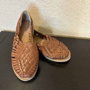 SOLS Handmade Mexican Leather Huarache Sandals Brown Size 6 Braided